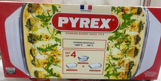 طقم بايركس حراري 4 قطع – صناعة فرنسية أصلية (Pyrex)